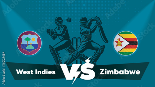 West Indies VS Zimbabwe , Zimbabwe Vs West Indies cricket match , Cricket match concept with creative illustration.eps