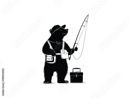 Bear Fishing Silhouettes: Wildlife Clipart for Creative Designs
