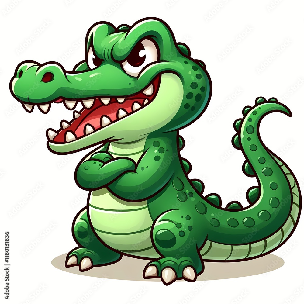 Fototapeta premium Cute Angry Crocodile Cartoon Vector Icon Illustration