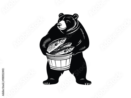 Bear Fishing Silhouettes: Wildlife Clipart for Creative Designs
