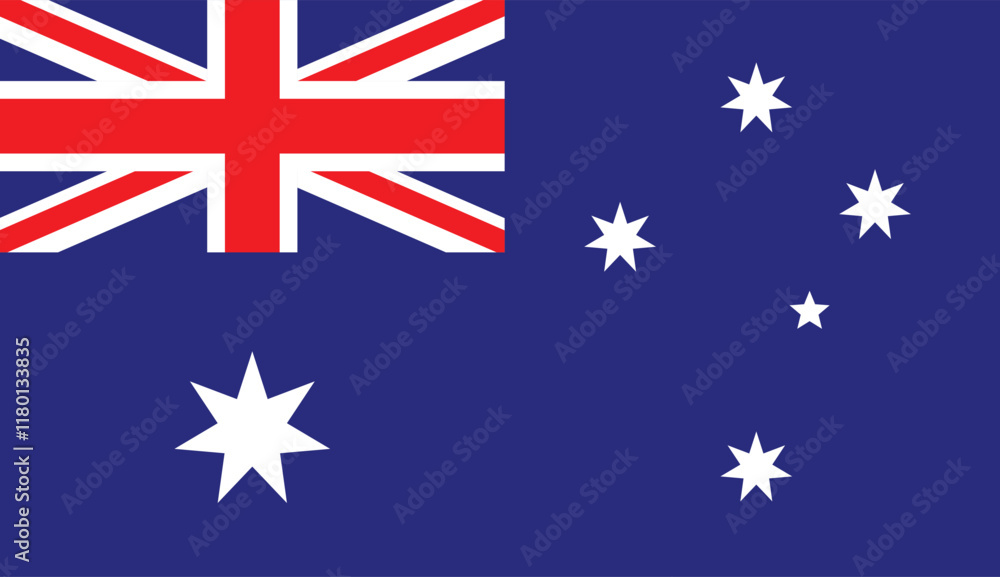 Fototapeta premium Australia flag icon, National Flag of Australia. The official ratio Flag icon. Standard color. Standard size. A rectangular flag. Vector illustration.