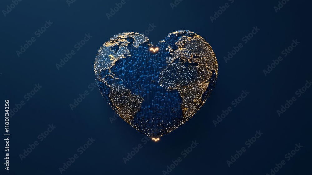 Fototapeta premium A heart-shaped globe representing love for the planet.