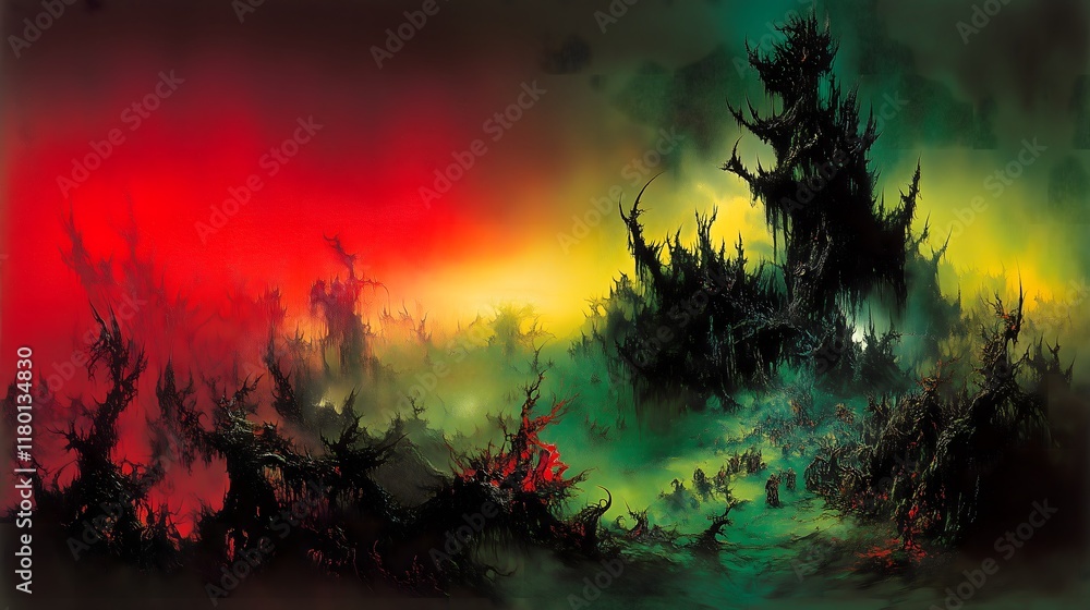 Fototapeta premium Wildfire Dreamscape: A Vision of the Fiery Dawn