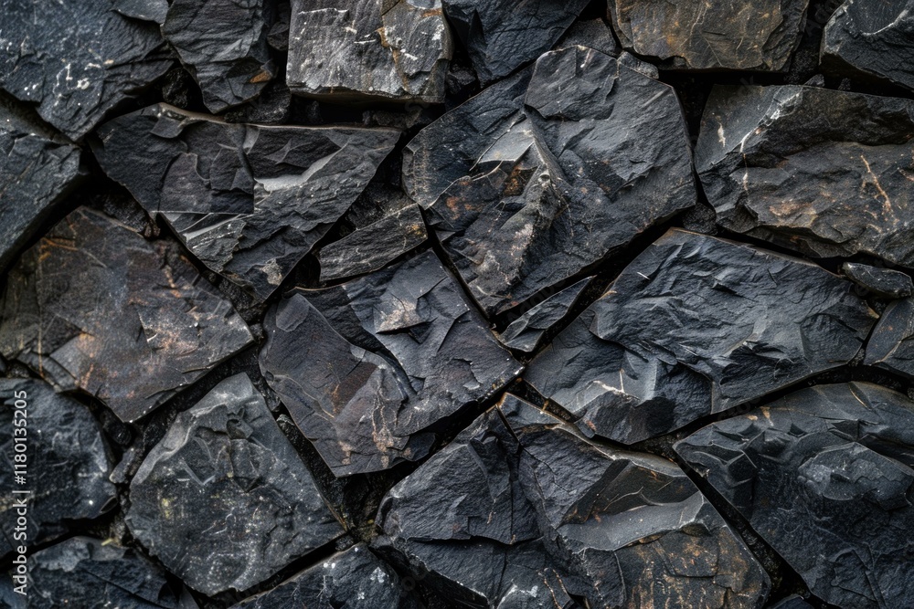 Dark grey rock wall with a rough texture forming an abstract pattern background Dark grey rock wall with a rough texture forming an abstract pattern background