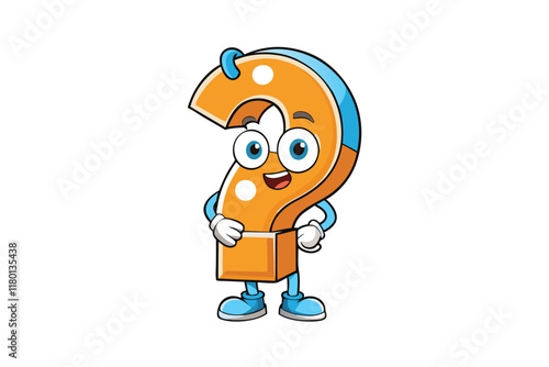 Playful animated question mark character with smiling face, vibrant orange and blue design, suitable for quizzes, support, or info graphics