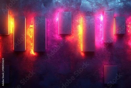 A close-up shot of a colorful wall with multiple types of lights installed photo