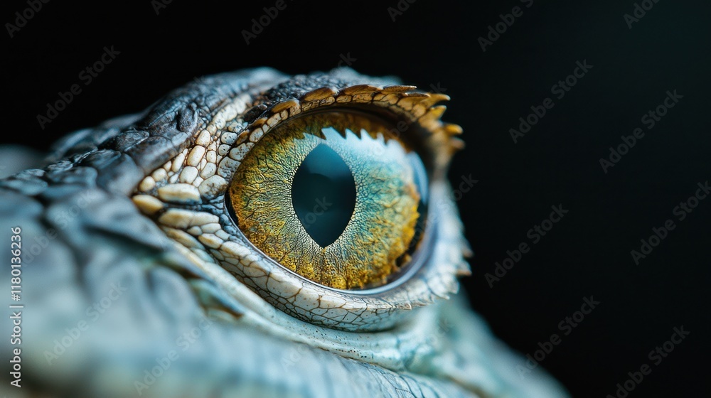 Fototapeta premium A close up of a lizard's eye with a black background