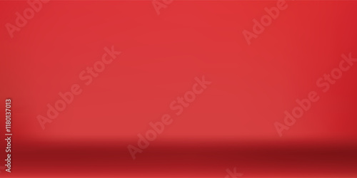 Abstract Mesh gradient background. Red empty studio backdrop. Clean scene for product presentation. Holiday or New Year mockup template. Vector illustration.