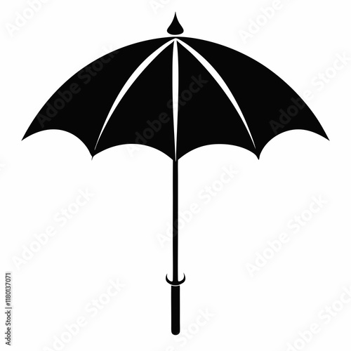 Minimal Parasol Black Silhouette on White Vector