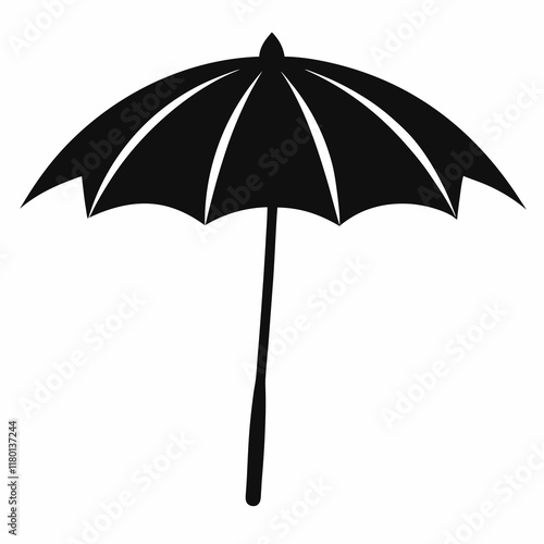 Minimal Parasol Black Silhouette on White Vector