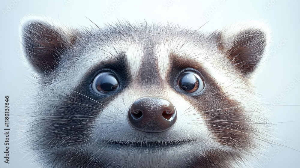 Obraz premium A close up of a raccoon's face with big eyes