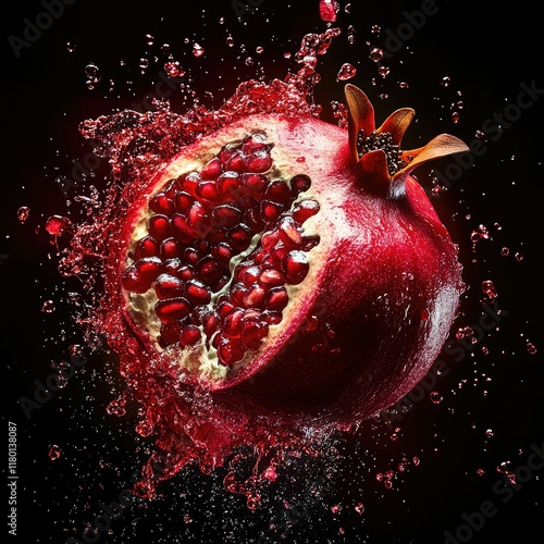 A pomegranate explosion with a splash of juice