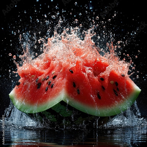 watermelon explosion with a splash of juice.