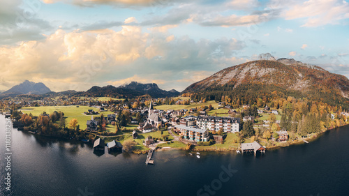 Altaussee and Lake Altaussee the famous Salzkammergut region in Austria photo