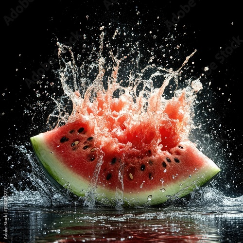 watermelon explosion with a splash of juice.