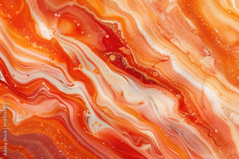 Red and coral fluid art with marble effect on canvas. Red and coral fluid art with marble effect on canvas.