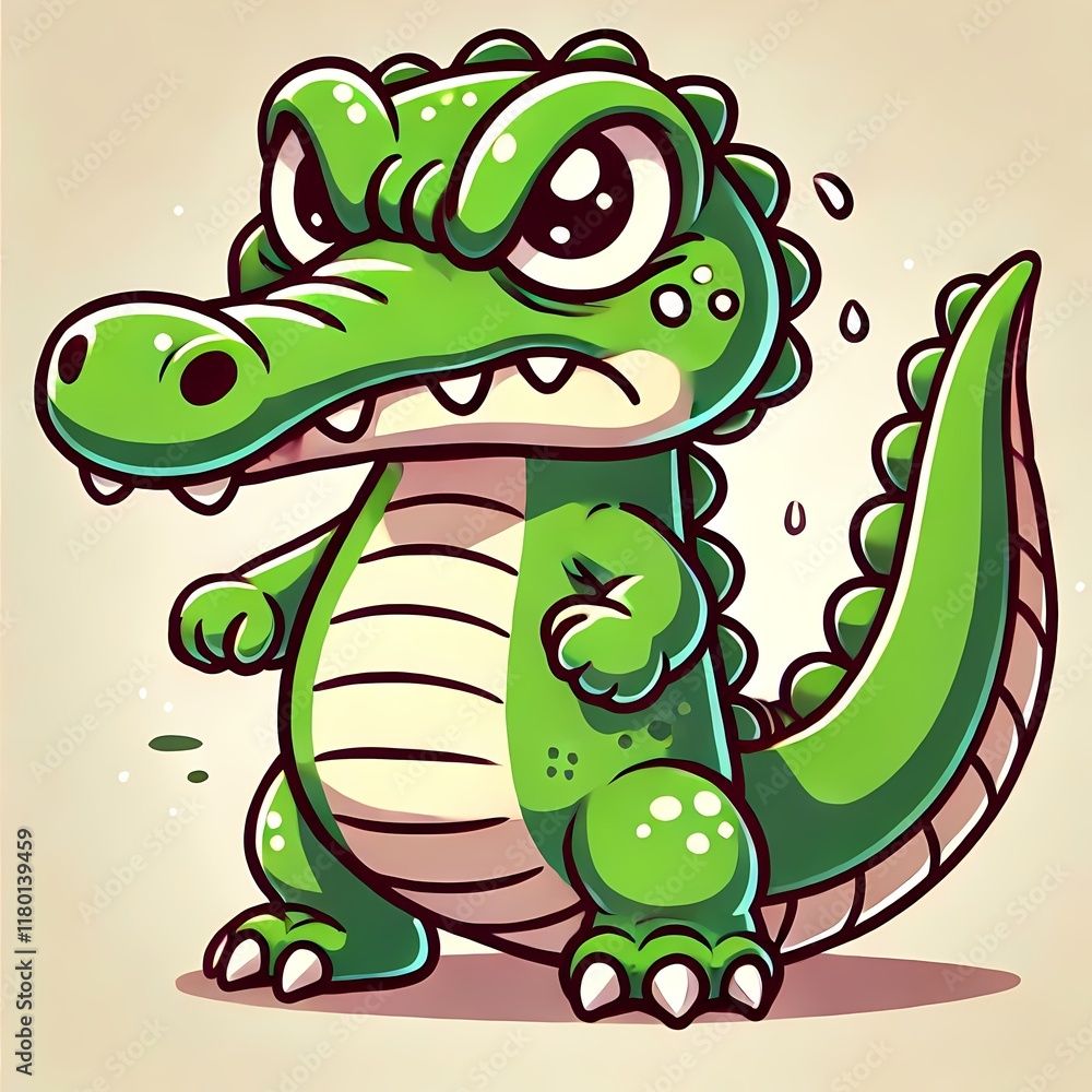 Fototapeta premium Cute Angry Crocodile Cartoon Vector Icon Illustration