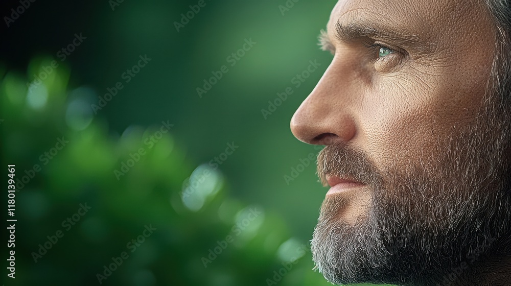 Fototapeta premium A close up of a man's face with a green background