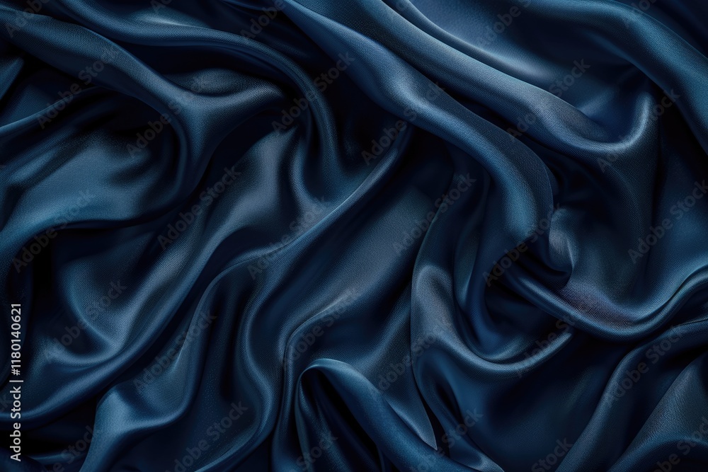 Fototapeta premium Elegant navy blue silk satin background for festive occasions.