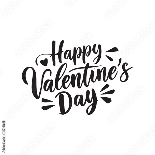 Happy Valentine's Day black vector brush calligraphy only text 