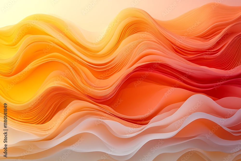 Abstract Wavy Paper Art in Orange Hues Abstract Wavy Paper Art in Orange Hues