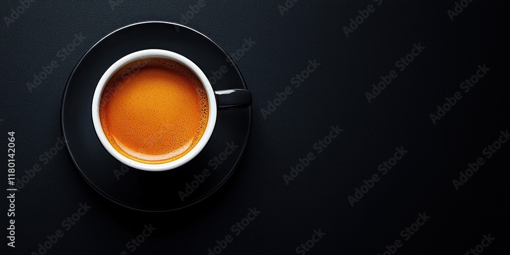 Coffee cup on saucer, top view, dark background, for menu or advertisement use. Coffee cup on saucer, top view, dark background, for menu or advertisement use.