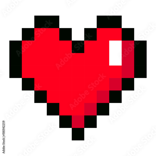 Heart pixel icon isolated on white background