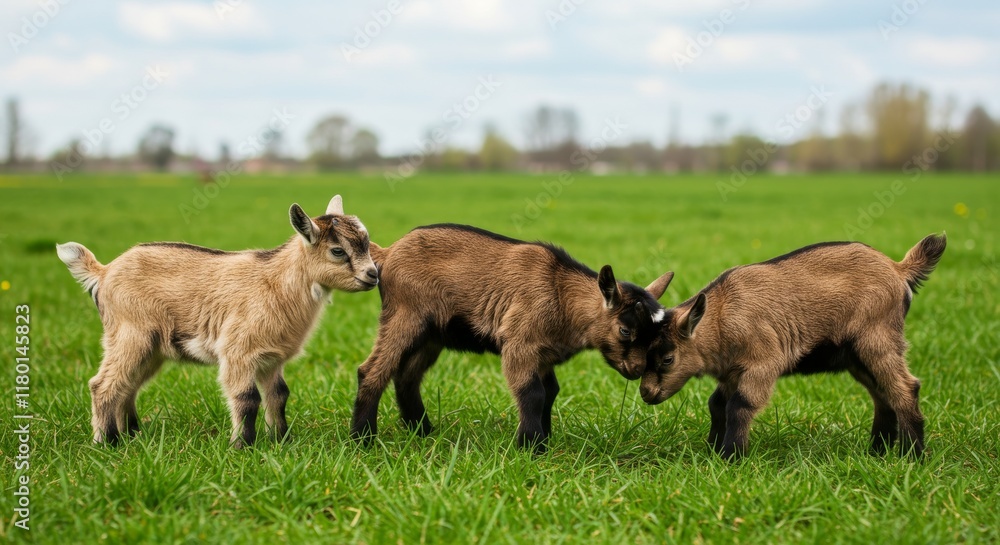 little funny babies goats playing in the field with flowers. Farm animals. Beautiful Goat Babbie's in field
little funny babies goats playing in the field with flowers. Farm animals. Beautiful Goat Babbie's in field