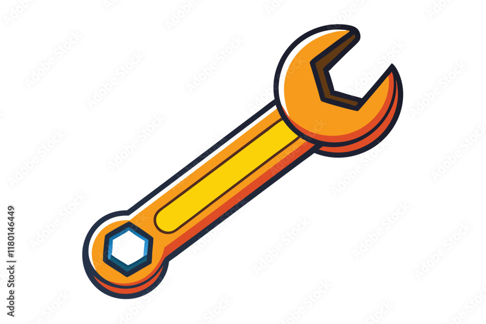 Brightly colored cartoon wrench illustrations, symbolizing repair tools, engineering equipment, and DIY projects, isolated on white Brightly colored cartoon wrench illustrations, symbolizing repair tools, engineering equipment, and DIY projects, isolated on white