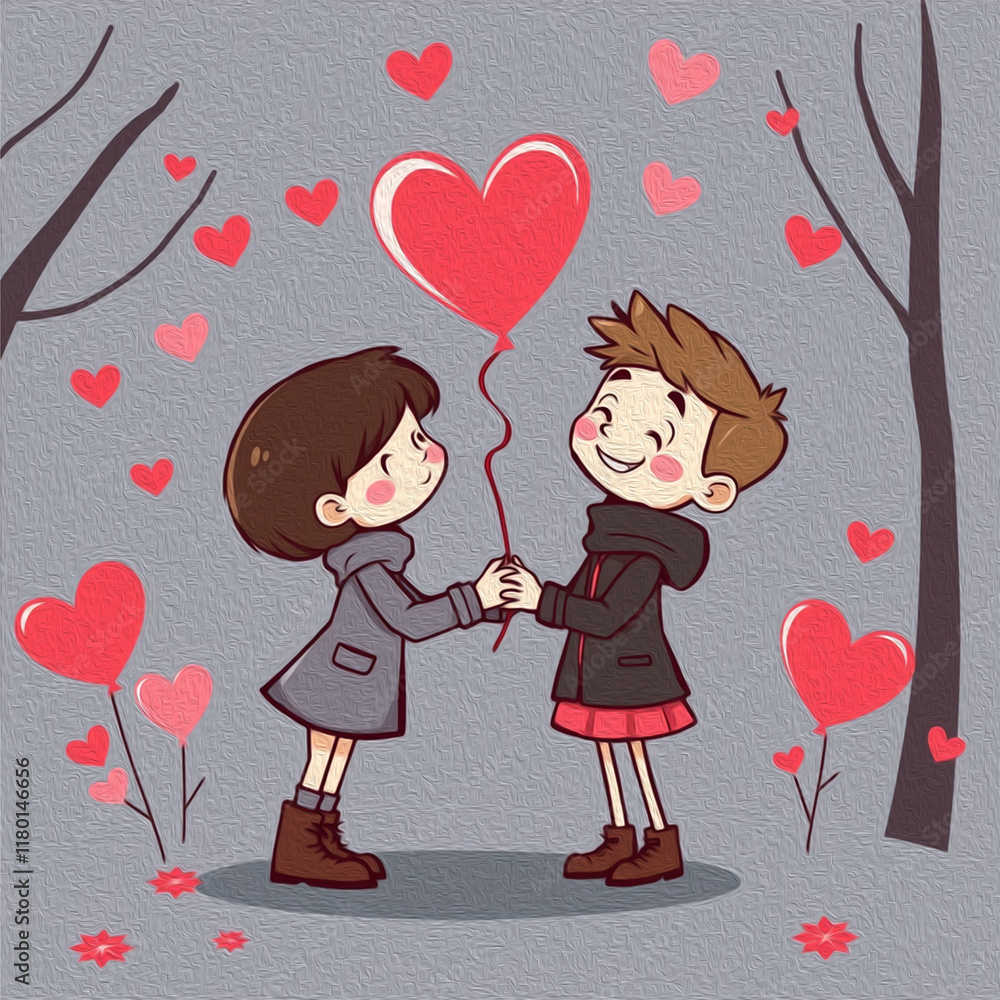 Valentine's Day card design. Illustration with oil paint. Pattern for printing on wall decorations, covers, wallpapers Valentine's Day card design. Illustration with oil paint. Pattern for printing on wall decorations, covers, wallpapers