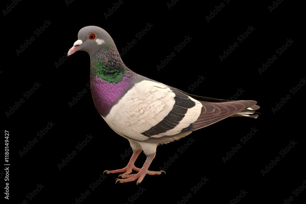 Obraz premium A pigeon stands on a dark background