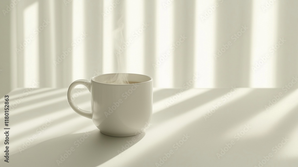 Obraz premium Warm Serenity: Ceramic Mug with Steaming Tea