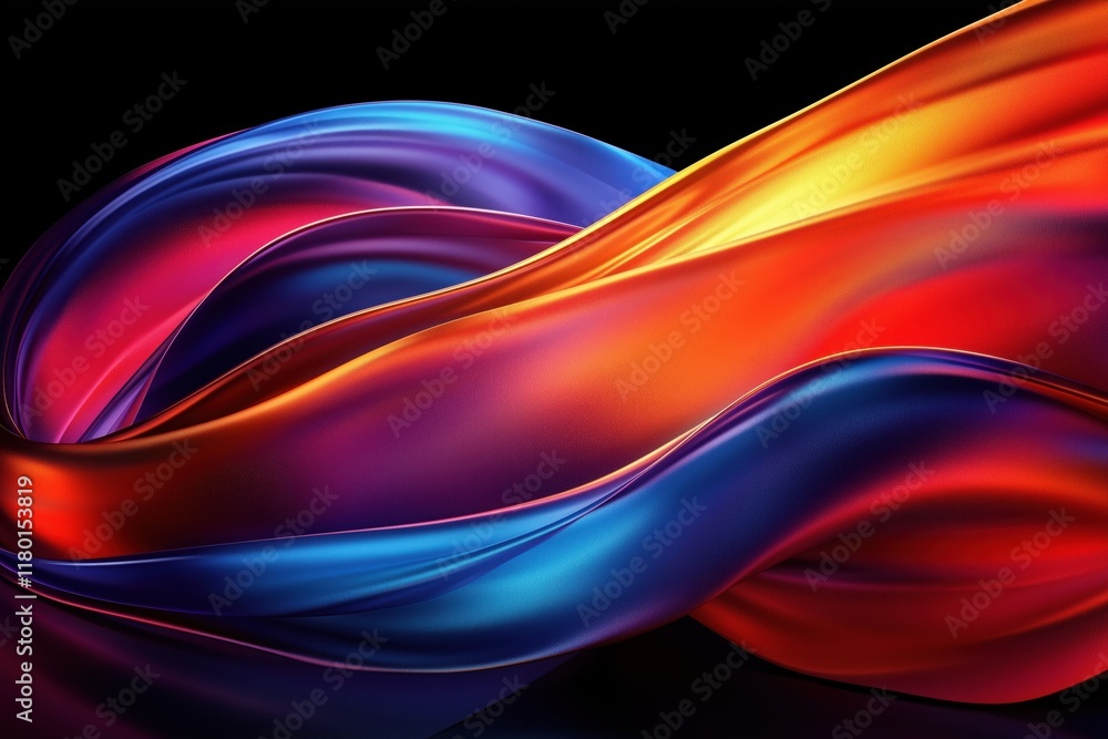 Fototapeta premium Abstract background with flowing orange and purple ribbons: dynamic swirls and elegant curves