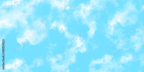 Cloudy and grunge brush painted blue sky Watercolor background, painted mottled blue Grunge aquarelle painted blue sky texture. Soft and cloudy blue sky Watercolor background texture