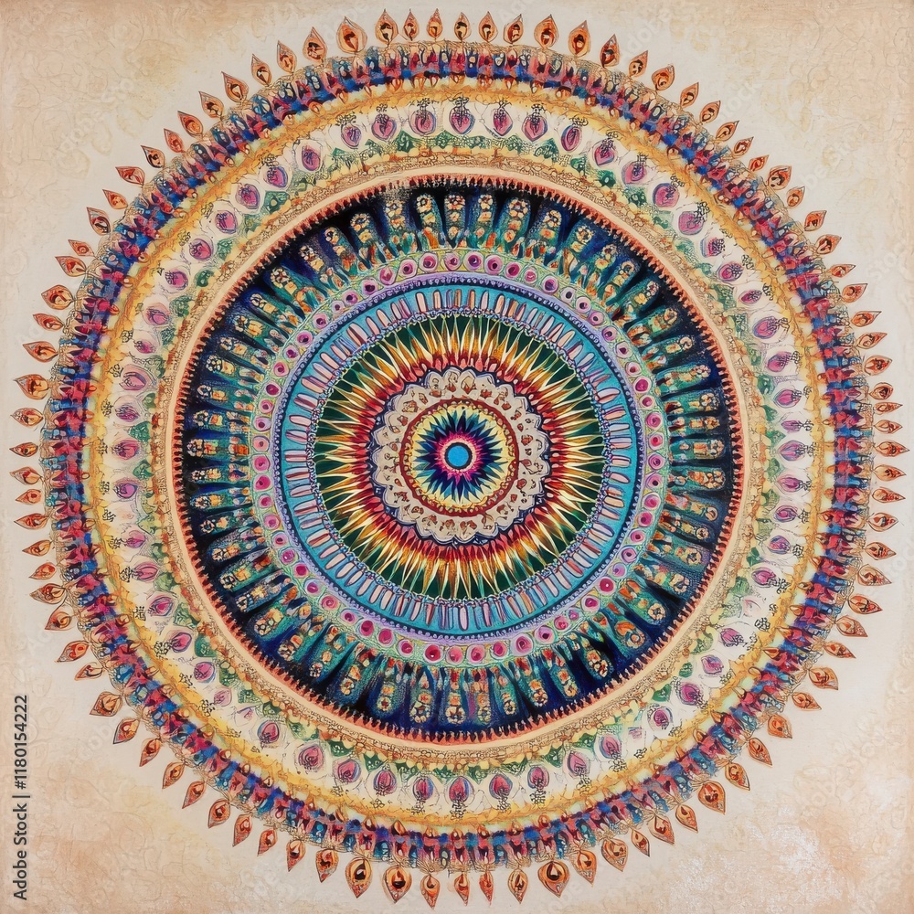 Fototapeta premium Vibrant Mandala Art: A Colorful Spiritual Design