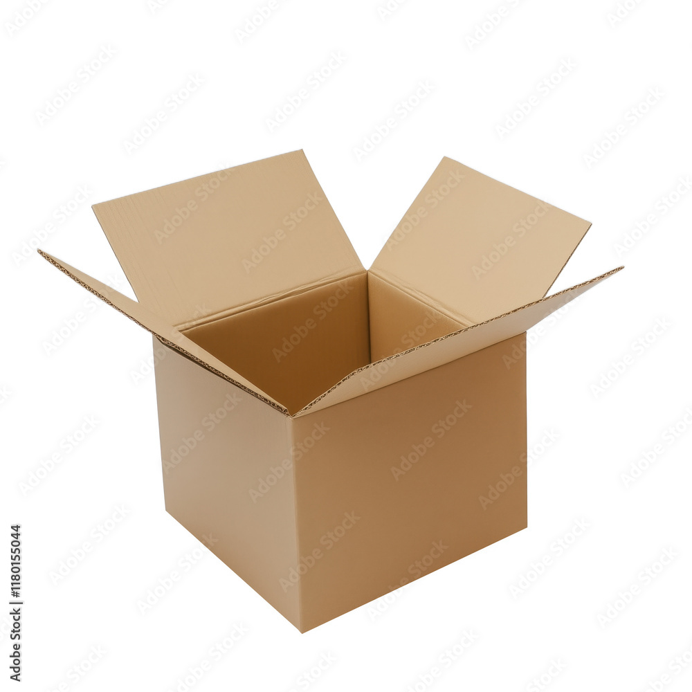 Empty open cardboard box, isolated on transparent background Empty open cardboard box, isolated on transparent background