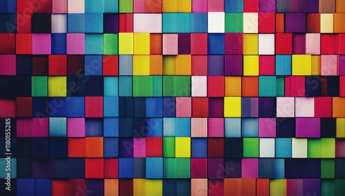 A pattern of colorful, pixelated static with no signal - a TV noise glitch effect 