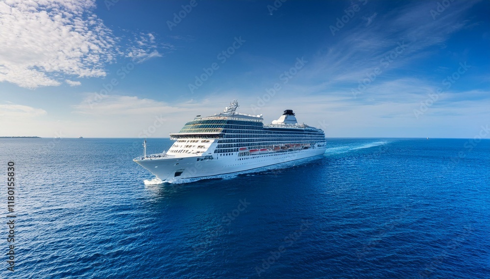 A large cruise ship sailing on the blue sea A large cruise ship sailing on the blue sea