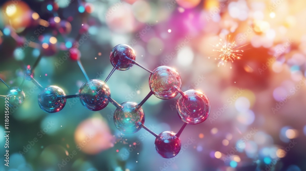 Vibrant Molecular Structure, Sparkling Energy Field, Abstract Science Background