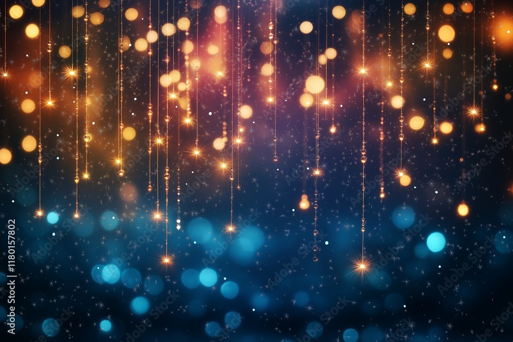 Colorful twinkling lights and snowflakes creating a magical atmosphere on a black background. Generative AI Colorful twinkling lights and snowflakes creating a magical atmosphere on a black background. Generative AI