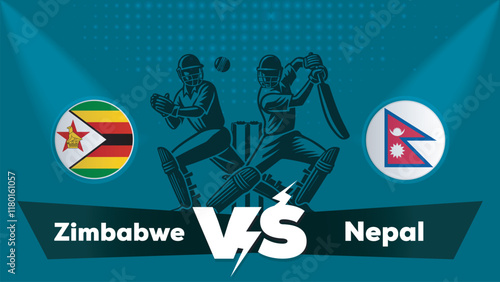 Zimbabwe VS Nepal , Nepal Vs Zimbabwe cricket match , Cricket match concept with creative illustration.eps
