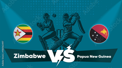 Zimbabwe VS Papua New Guinea Match , Papua New Guinea Vs Zimbabwe cricket match , Cricket match concept with creative illustration.eps