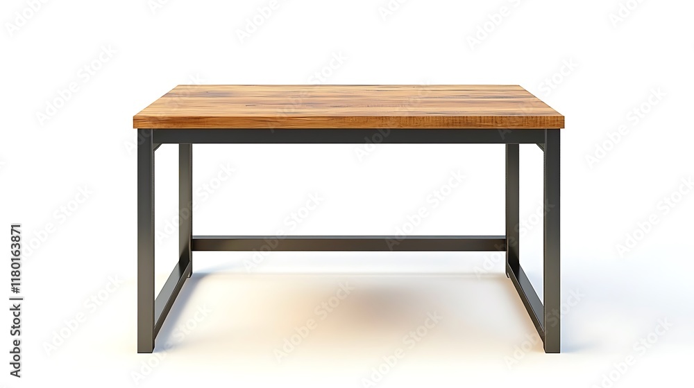 A wooden table with a black frame A wooden table with a black frame