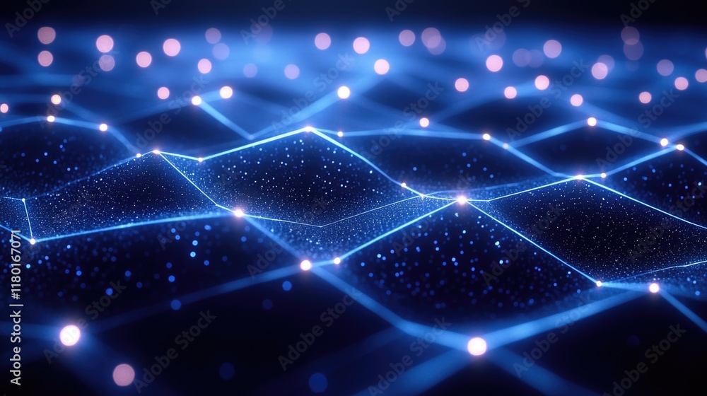 A futuristic scene with a grid of blue lights A futuristic scene with a grid of blue lights