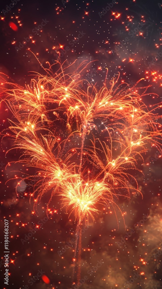 Naklejka premium Heart-Shaped Love Fireworks in the Sky, Generative AI