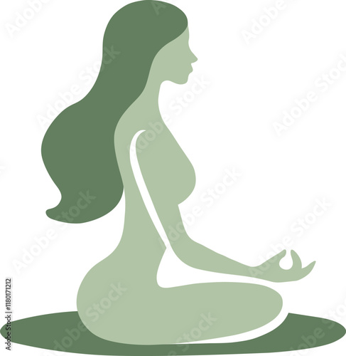 Minimalist illustration of a woman on her side in a lotus position
