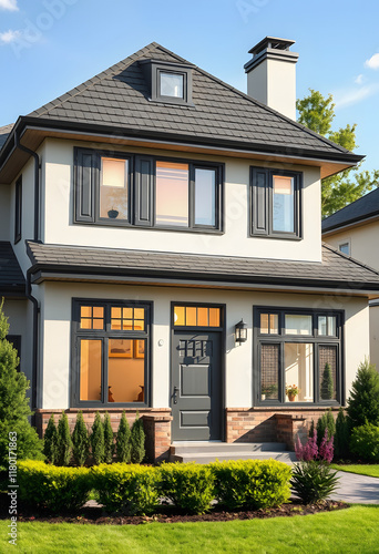 Wallpaper Mural Close-up Of A House Showing Energy Efficiency Rate, low-poly, with white tones Torontodigital.ca
