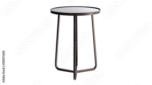 A black table with a round top and three legs photo