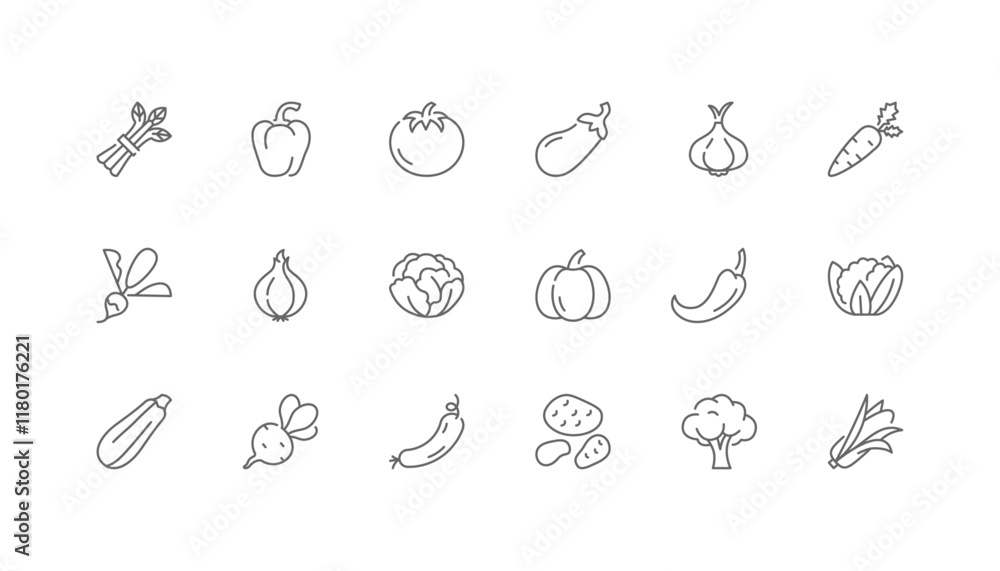 custom made wallpaper toronto digitalVegetables | Set of line icons with editable stroke