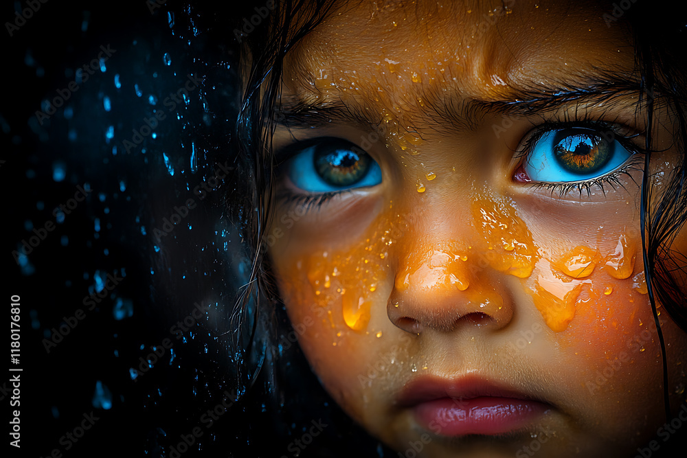 A realistic depiction of a child crying, showing tears streaming down their face, expressive emotions, and a vulnerable moment, emphasizing innocence and raw emotion. A realistic depiction of a child crying, showing tears streaming down their face, expressive emotions, and a vulnerable moment, emphasizing innocence and raw emotion.